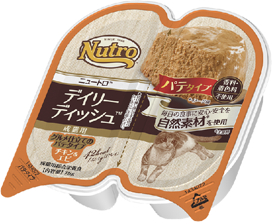 デイリーディッシュ　成猫用　チキン＆エビ　トレイ（バラ）